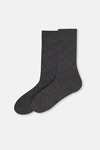 Dagi Мъжки чорапи от вискоза - Антрацит Меланж, Диамантен десен
