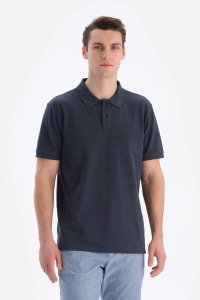 Dagi Tricou antracit cu gât polo piqué