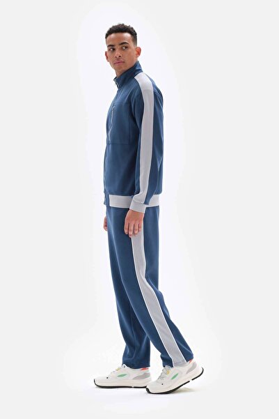 Dagi Темно-синій чоловічий піджак на блискавці з купрою