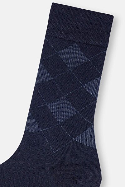 Dagi Koyu Mavi Erkek Baklava Desen Bambu Çorap