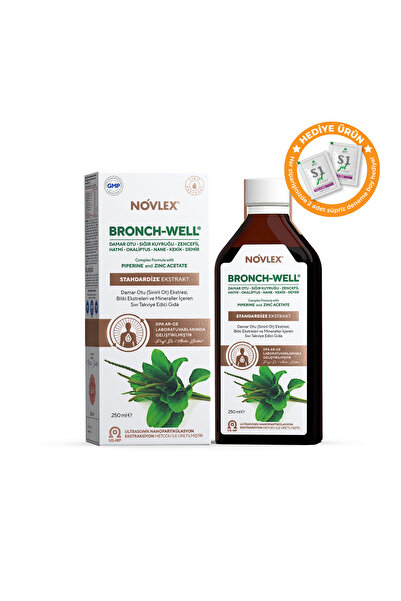 novlex ® Bronch-Well Sinir Otu, Sığır kuyruğu (Mullein), Okaliptüs, Hatmi, Kekik, Tıbbi Nane, Zencefi