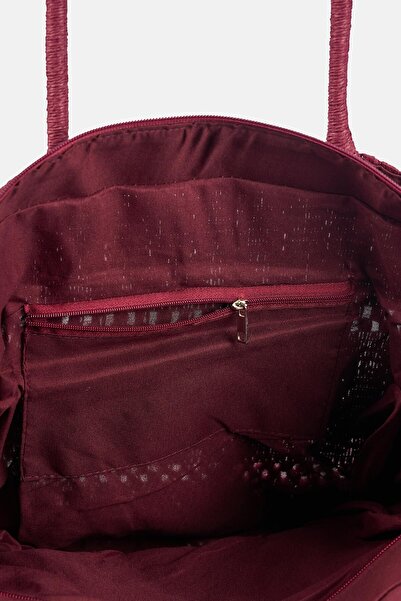 Dagi Plum Women's Textured Straw Beach Bag