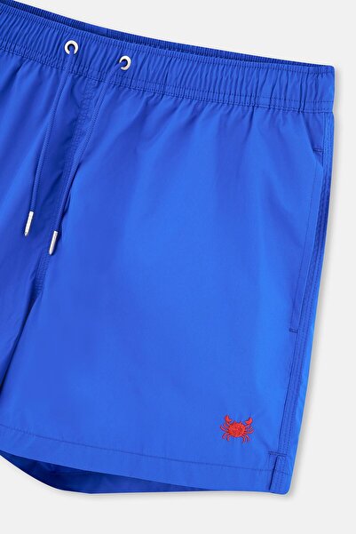Dagi Mavi Paçası Nakışlı Kısa Şort
