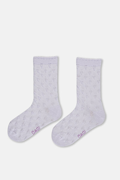 Dagi Лилаво-жълти момичешки чорапи от 2 части с шарка на сърце