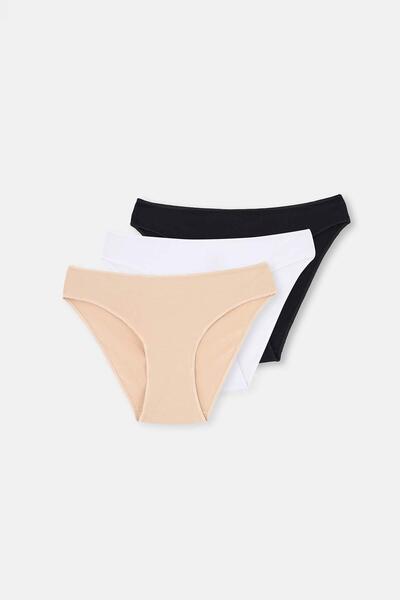 Dagi Slip pentru femei, fără urme, cu talie joasă, în negru-alb-nud, 3 bucăți