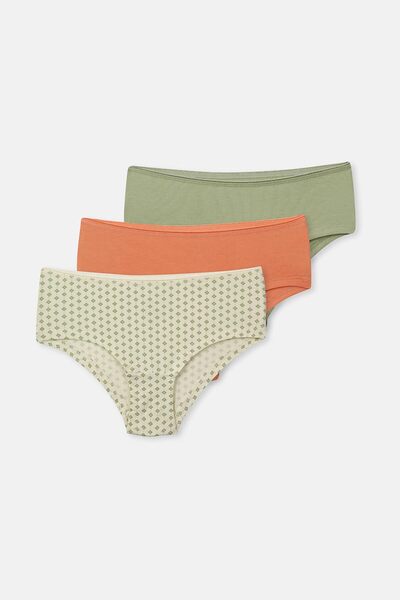 Dagi Chiloți hipster cu model în 3 piese pentru femei, verde somon