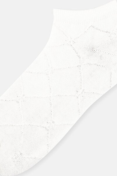 Eros Бели дамски чорапи с квадратни мотиви