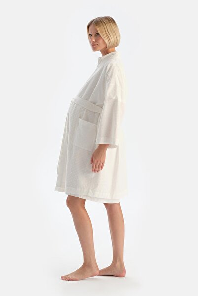 Dagi White Muslin Maternity Dressing Gown