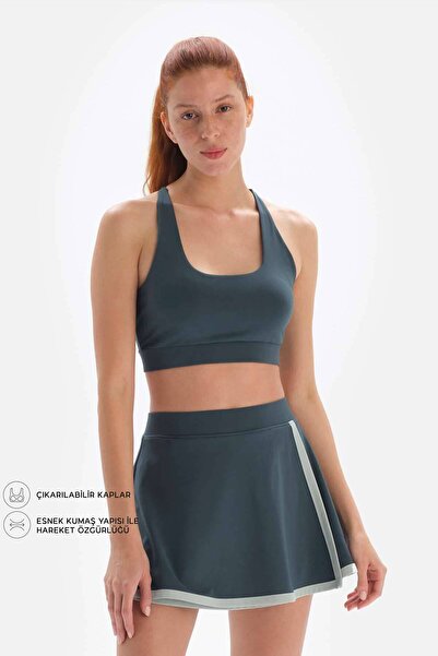 Dagi Petrol Active Sports Bra with Cross Back Straps