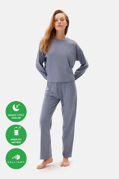 Dagi Set de pijamale Blue Cellliant cu mânecă lungă