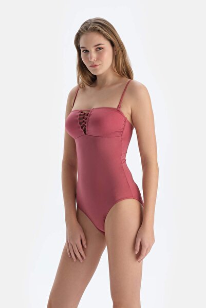 Dagi Brown Dusty Rose Strapless Swimsuit