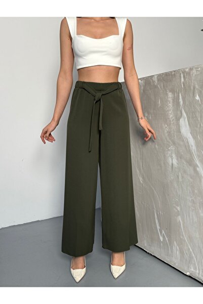 COMBİNE MİCHAİL Жіночі еластичні штани з поясом і хакі поясом