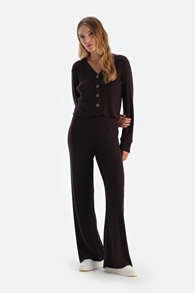 Dagi Dark Brown Wide Leg Camisole Trousers