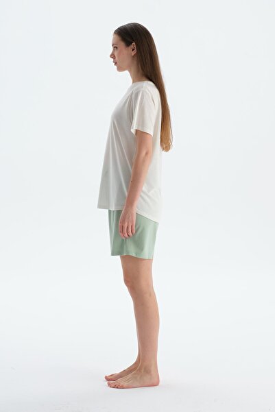 Dagi Light Green Combed Cotton Modal Double Shorts