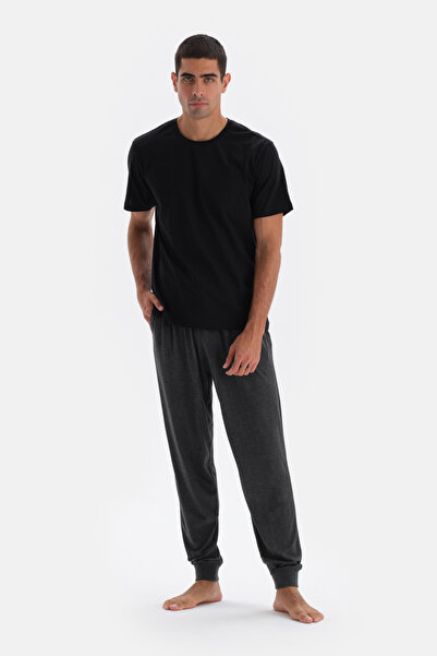 Dagi Anthracite Melange Jogger Pants Knit Pajama Bottoms