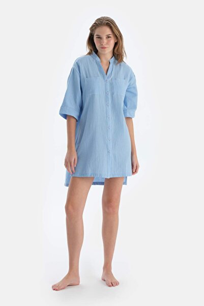 Dagi Μπλε μουσελίνα πουκάμισο