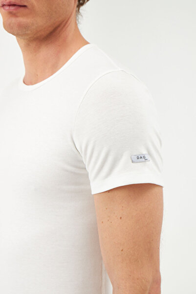 Dagi Ecru Crew Neck Short Sleeve Men's Thermal Underwear Single Top