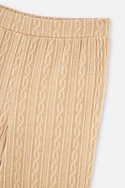 Dagi Light Brown Wide Leg Braided Trousers