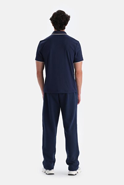 Dagi Ανδρικό μπλουζάκι με λεπτομέρεια με λαιμόκοψη από ύφασμα Navy Blue