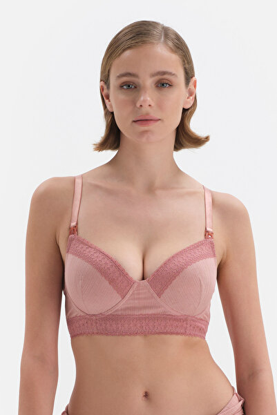 Dagi Σουτιέν θηλασμού με δαντέλα σομόν με λεπτομέρεια καμιζόλας