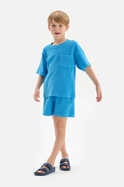 Dagi Tricou albastru pentru băieți cu decolteu O