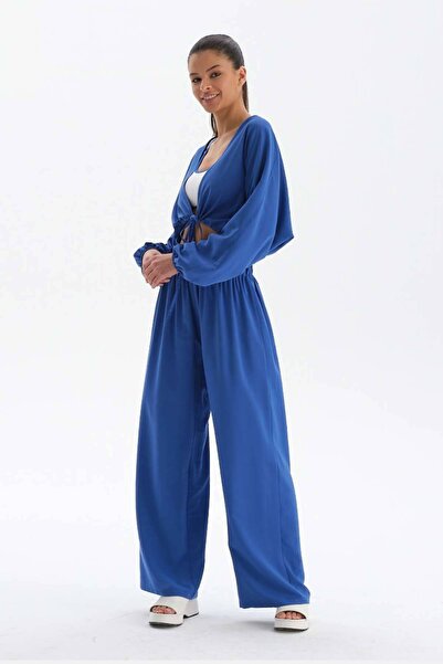 Dagi Sax Front Tie Short Modal Shirt