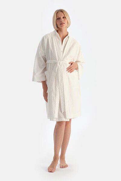 Dagi White Muslin Maternity Dressing Gown