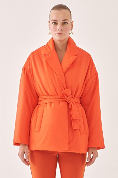Perspective Trevor Comfortable Fit Jacket Collar Short Length Orange Color Women's Coat