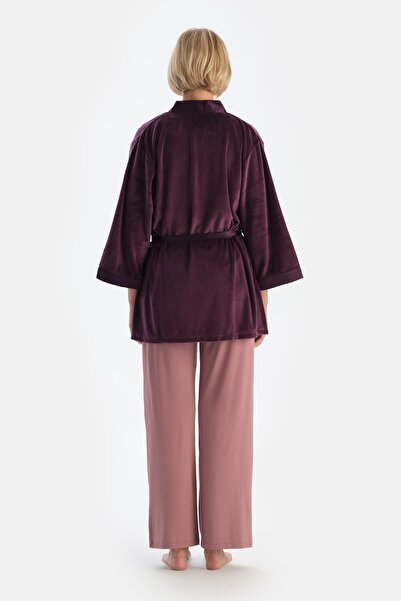 Dagi Velvet Plum Satin Dressing Gown