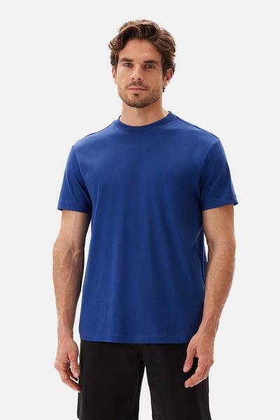 Dagi Tricou Supima bleumarin - Decolteu, Maneca scurta