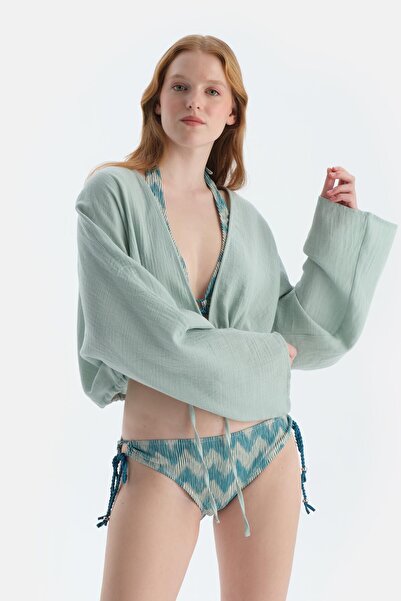 Dagi М'ятно-зелена коротка сорочка з зав'язкою спереду