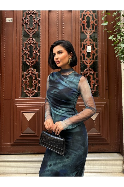 Linda Fashion TM Linda divatos tüll ruha sötétkék