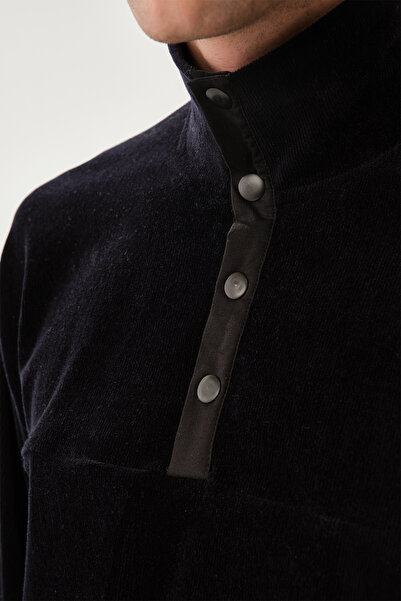 Dagi Μπλε μπλουζάκι με ψηλό γιακά με ραβδώσεις