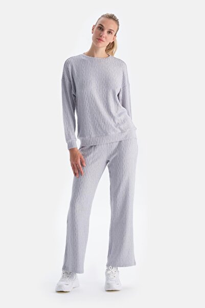 Dagi Gray Knitted Detailed Trousers