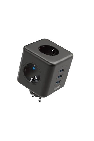 asua مقبس حائط ثلاثي مع حماية من التيار الحراري - منفذ USB 2x ونوع C