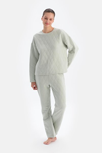 Dagi Light Gray Quilted Trousers Pajamas