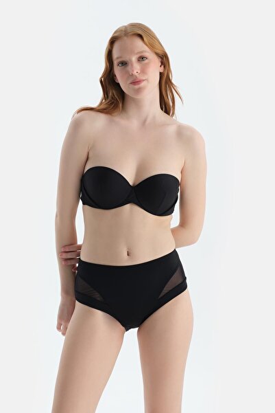 Dagi Siyah Tül Detaylı Yüksek Bel Bikini Alt