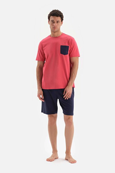 Dagi Set de pijamale tricotate cu gât roșu, cu pantaloni scurți detaliați de ...