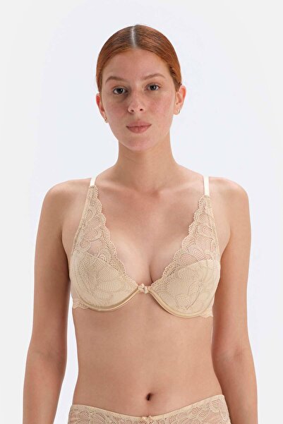 Dagi حمالة صدر داخلية بتفاصيل دانتيل باللون البيج