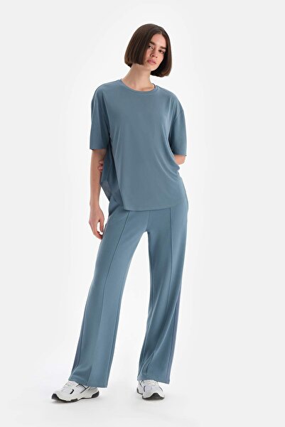 Dagi Ανοιχτό μπλε Active γυναικείο φούτερ με ριμπ ριμπ