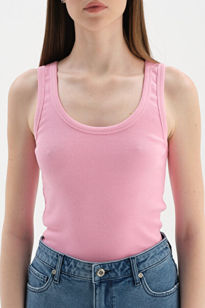Dagi Pink Thick Strapped Ribbed Undershirt