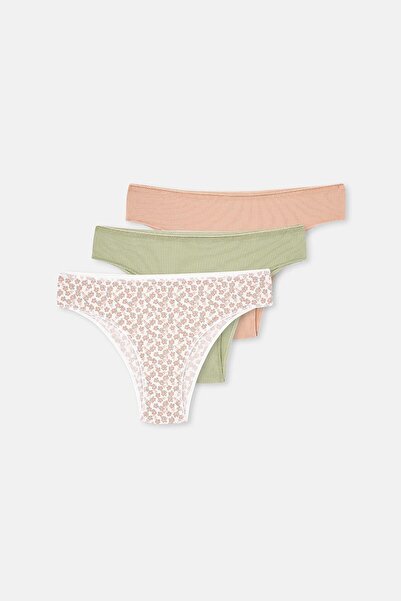 Dagi Πολύχρωμα γυναικεία βραζιλιάνικα εσώρουχα με σχέδια 3 τεμαχίων