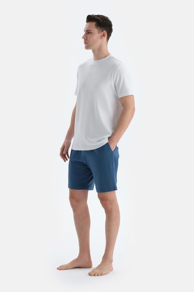Dagi Gray-Indigo Cotton Modal Double Knitted Shorts