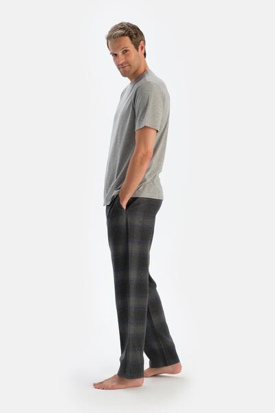 Dagi Smoked Plaid Woven Trousers Pajama Bottoms