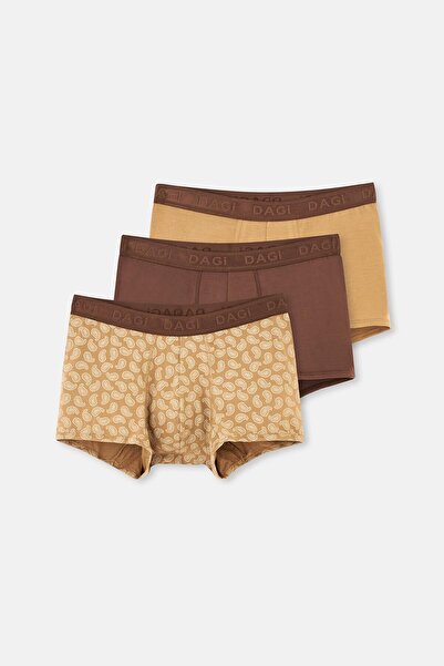 Dagi Boxer maro cu model micro modal din 3 piese