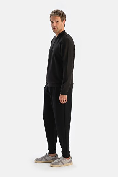 Dagi Ανδρικό Φούτερ Modal Μαύρο - Μισό Φερμουάρ