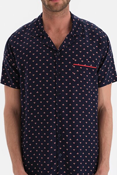 Dagi Μπλε κοντομάνικο πουκάμισο με γιακά από βισκόζη