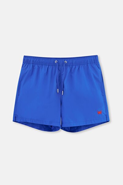 Dagi Mavi Paçası Nakışlı Kısa Şort