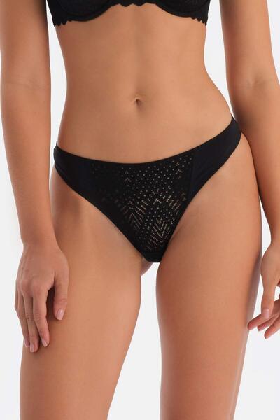 Dagi Siyah Dantel Detaylı Premıum Basıc Tanga Külot