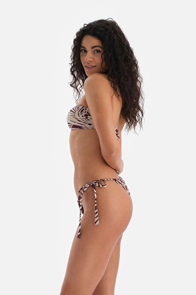 Dagi Burgunder-ecrufarbenes trägerloses Bikinioberteil